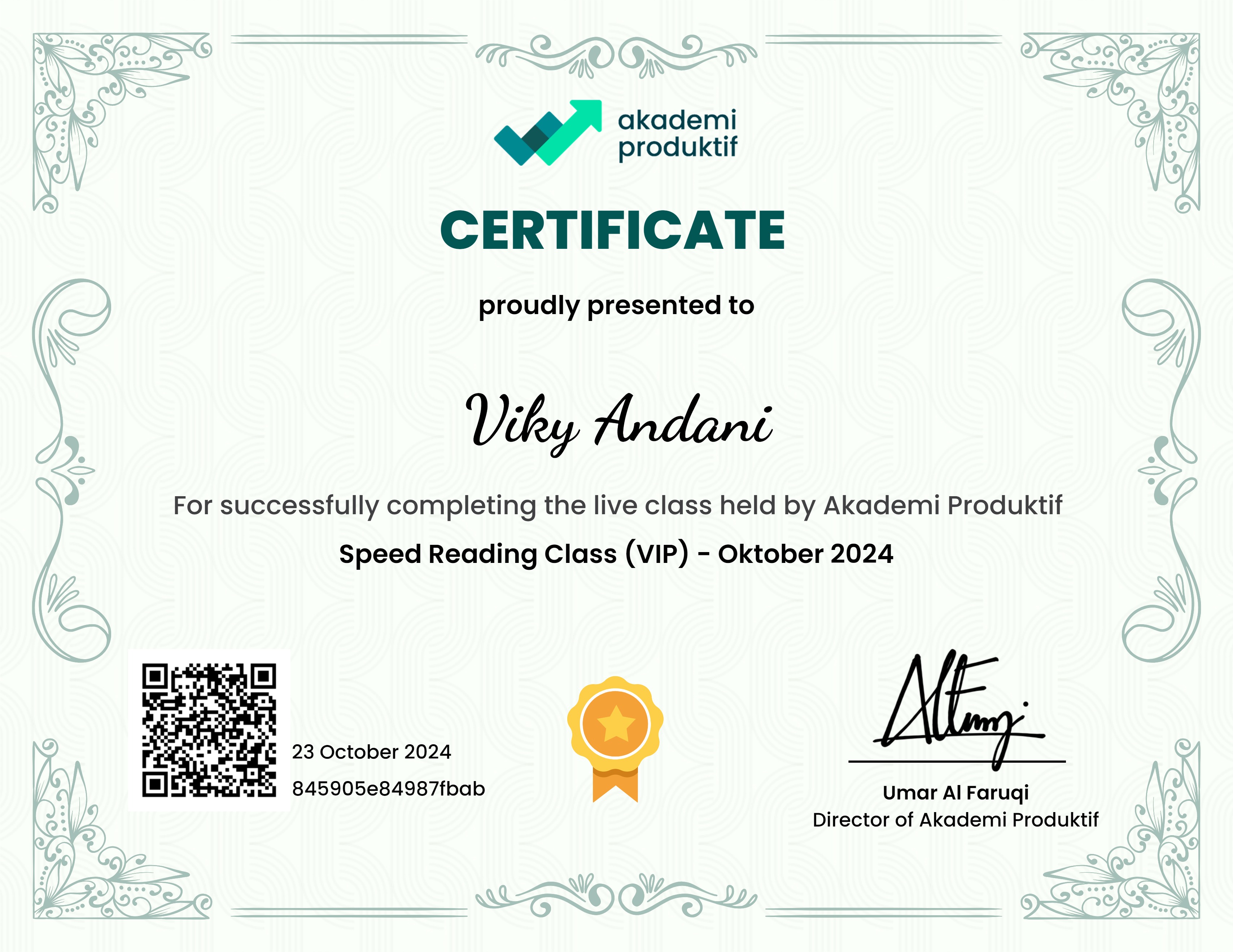 Speed Reading Class (VIP) - Oktober 2024